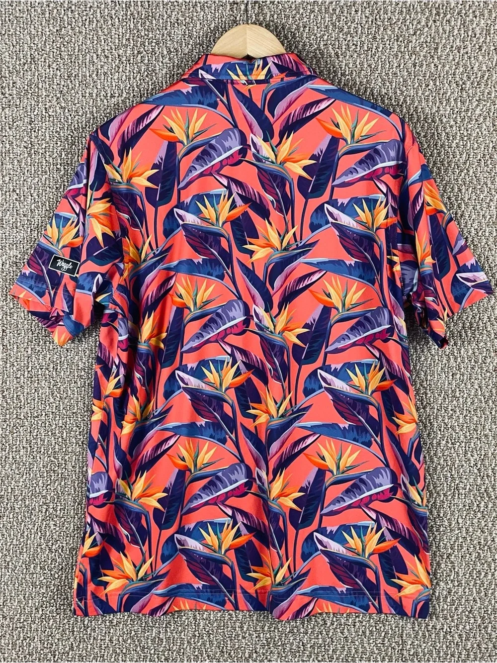 Waggle Polo Shirt Men's Large Loud Floral Print Stretch Performance Golf T198 - Picture 3 of 8